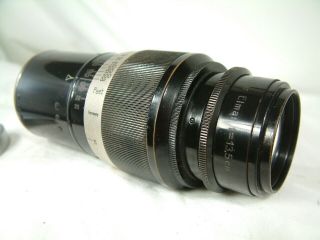 Vintage Ernst Leitz Wetzlar Elmar Lens F=13.  5 cm 1:4.  5 (black paint) screw mount 6