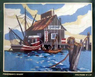 Vintage Sunset Needlepoint Kit Fisherman 