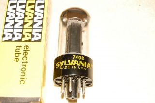 NOS Strong Vintage Sylvania 7408 / 6V6GT Black Plate Tube 2