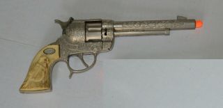 Vintage 1950s Gene Autry L - H Toy Cap Gun Revolver With 44 Horse Head Handles