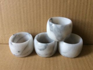 Set Of 4 Vintage Grey Marble Stone Napkin Rings Holders