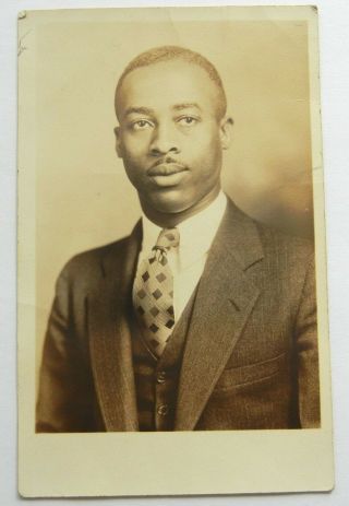 Vtg Real Photo Rppc Postcard African - American Professor Fayetteville State Nc