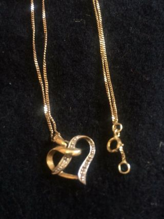 Hallmark 9ct (9 Carat Gold) Necklace,  Heart Pendant & Chain,  Vintage Fine Jewellery