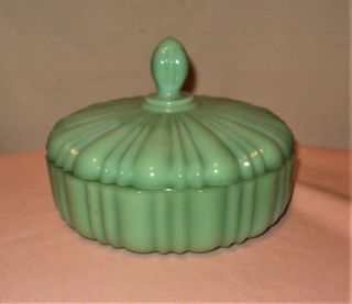 Vintage Anchor Hocking Fire King Jadeite Covered Candy Dish 1950 