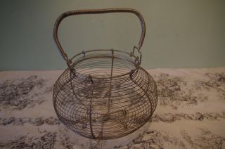 Vintage French Wire Egg Basket Primitive Country Kitchen