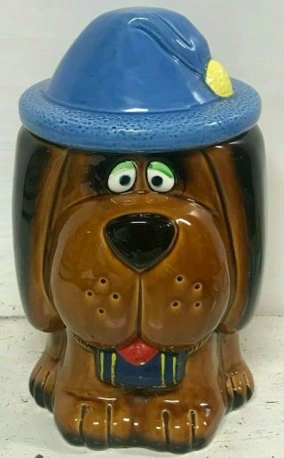 Vintage Ceramic Dog W/ Blue Hat Cookie Jar