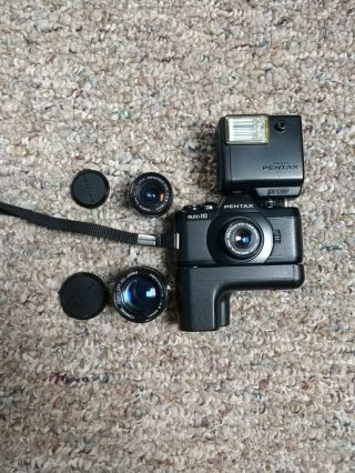 Pentax Auto 110 Film Slr Camera W/ 18mm,  24mm,  50mm,  Flash And Auto Winder