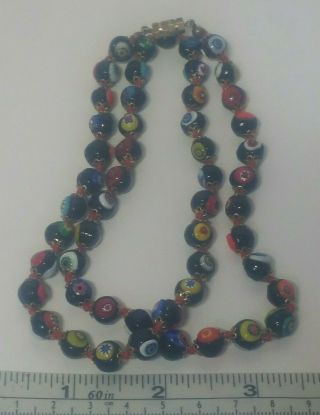 Vintage Venetian Murano Italy Millefiori Cane Art Glass Beaded 23.  5 " Necklace