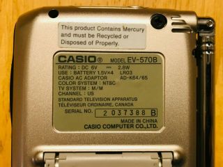Vintage Casio Handheld LCD Color Television EV - 570B Portable TV Analog 5