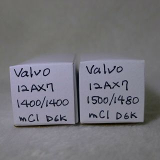 Matched Pair Valvo 12AX7/ECC83 Long Plate Foil Angled D - Getter mC1 D6K 1956 12