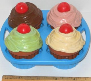 $5 Off Vtg Fisher Price Fun With Food Cupcakes With Tray Set 4 Cupcakes Wow