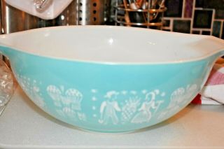 Vintage Pyrex Amish Butterprint Turquoise Blue Cinderella Large Mixing Bowl 444