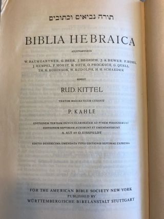 1937 Biblia Hebraica Rud Kittel Hebrew American Bible Society Vtg Jewish Book