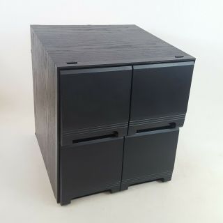 Vintage Cd Storage Holder Box Black Ash Wood Effect 4 Drawer Unit Holds 80 Retro