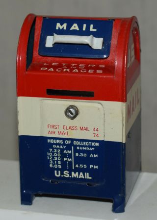 Vintage Tin Us Mail Box Coin Bank - Made In Japan