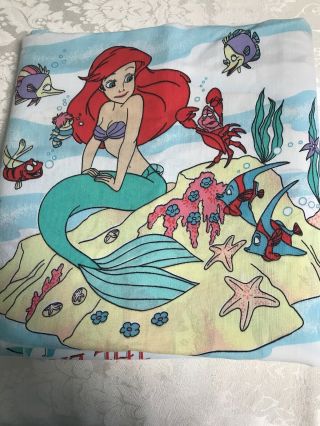 Disney The Little Mermaid Ariel TWIN Flat Sheet Vintage 90s Trident Sebastian 6