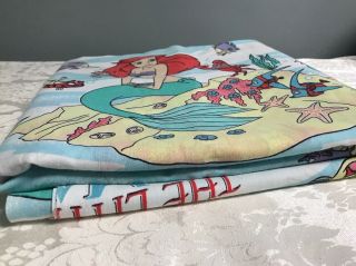 Disney The Little Mermaid Ariel TWIN Flat Sheet Vintage 90s Trident Sebastian 7