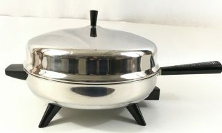 Vintage Farberware 12 " Stainless Steel Electric Fry Pan Skillet 310b High Lid