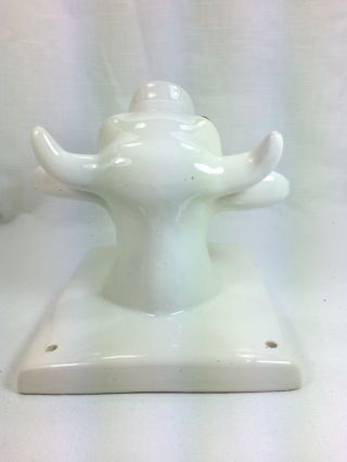 Vintage Large White Himark Ceramic Cow Bull Head Towel Apron Holder Farmhouse 3
