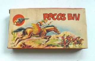 Vintage Wild West Western Cowboy Pecos Bill Box Only Mondial Italy Model 1955