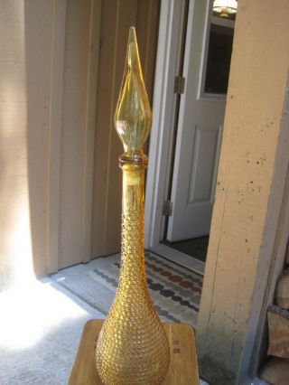 Vintage Tall Glass Decanter - Genie Bottle Decanter - Vintage Empoli Glass Decanter