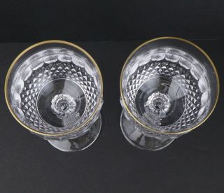 2 Vintage MIKASA Gold Crown Cut Crystal Wine Glasses Goblets Gold Rim Thumbnail 3