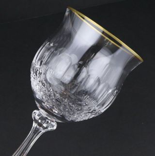 2 Vintage MIKASA Gold Crown Cut Crystal Wine Glasses Goblets Gold Rim Thumbnail 5