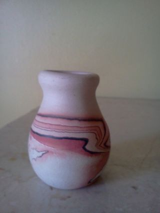 Vintage Nemadji Art Pottery Miniature Vase Approx.  2 in.  tall Marked on bottom 2