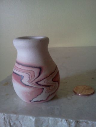Vintage Nemadji Art Pottery Miniature Vase Approx.  2 in.  tall Marked on bottom 3