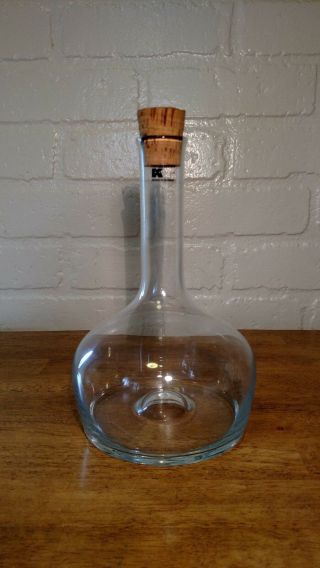 Vintage Hand Blown Kalmar Glass Wine Decanter From Norway