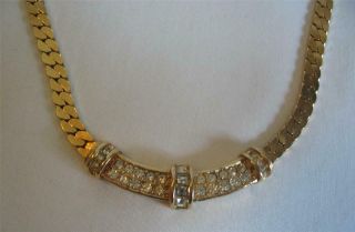 Vintage Christian Dior Gold Tone Rhinestone Necklace