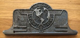 Vintage Unusual Wright Aircraft Engines Advertising Metal Plate License Topper?