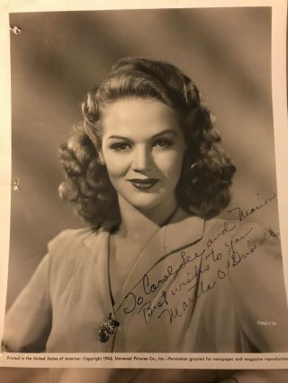 Martha O’driscoll Vintage Signed Photo 1943 B Movie Actress,  Dracula,  Lil Abner