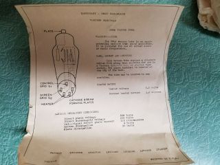 WESTERN ELECTRIC 350A VACUUM TUBE NOS 6