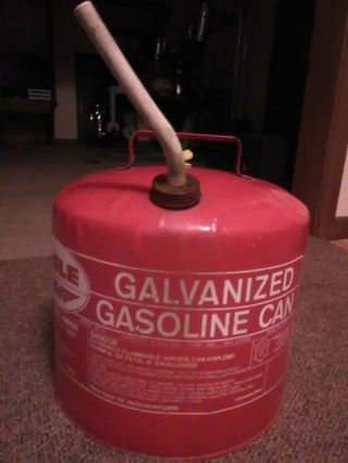 Vintage Eagle 5 Gallon Galvanized Metal Gas Gasoline Can Model Sp 5 Usa Spout