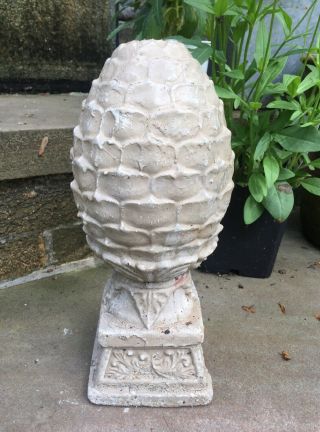 Vintage Concrete 11 " Pineapple Fountain Top Topper Finial
