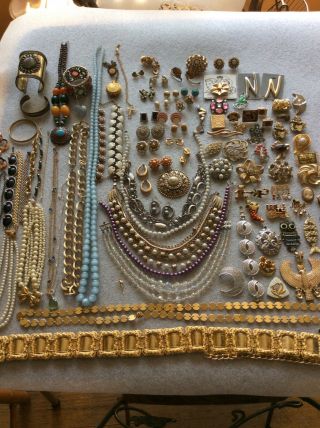 Vintage Approx 6 Lb Costume Jewelry Triffari Sarah Cov Zentall Coach Bsk,  More