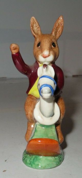 Vintage Royal Doulton Bunnykins " Tally Ho " Bunny Figurine On Rocking Horse