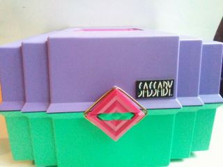 Vintage Sassaby Large Cosmetics Organizer Purple Green Pink Retro 80s Caboodles