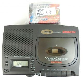 Vintage Voice Activated Sangean Versa Corder Desktop Tape Recorder W/ Tapes