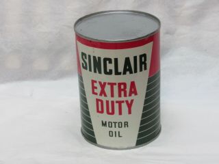 Sinclair Extra Duty Motor Oil Can Quart Vintage Service Garage Gas Station