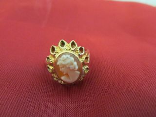 Vintage London 1972 9ct 375 Gold Cameo Ring Size L½ 3.  Grams