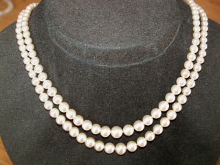 Vintage Signed Scp Ciro Sterling Silver Clasp 2 Tier Graduating Pearl Necklace