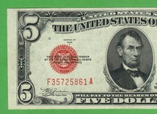 $5 Dollar 1928 Red Seal United States Legal Tender Note Usa Bill Vintage Money