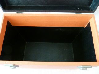 Vintage Wood LP Record Box Carry Case Hinged Vinyl Orange/Black Retro with Key 5