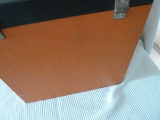 Vintage Wood LP Record Box Carry Case Hinged Vinyl Orange/Black with Key 3