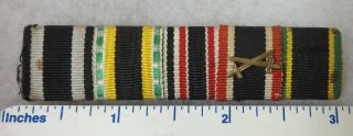 Vintage German Sachsen Ww1 / Ww2 War Service 5 Medal Ribbon Bar