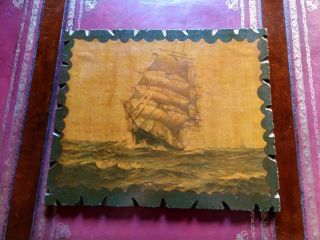 Vintage Nautical GALLION SHIP Picture Print WOOD Plaque (22 X 18,  pirate) 2