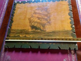 Vintage Nautical GALLION SHIP Picture Print WOOD Plaque (22 X 18,  pirate) 3