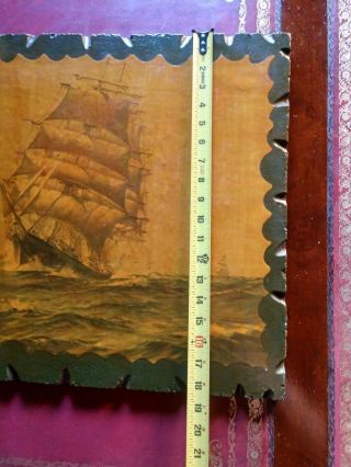 Vintage Nautical GALLION SHIP Picture Print WOOD Plaque (22 X 18,  pirate) 4